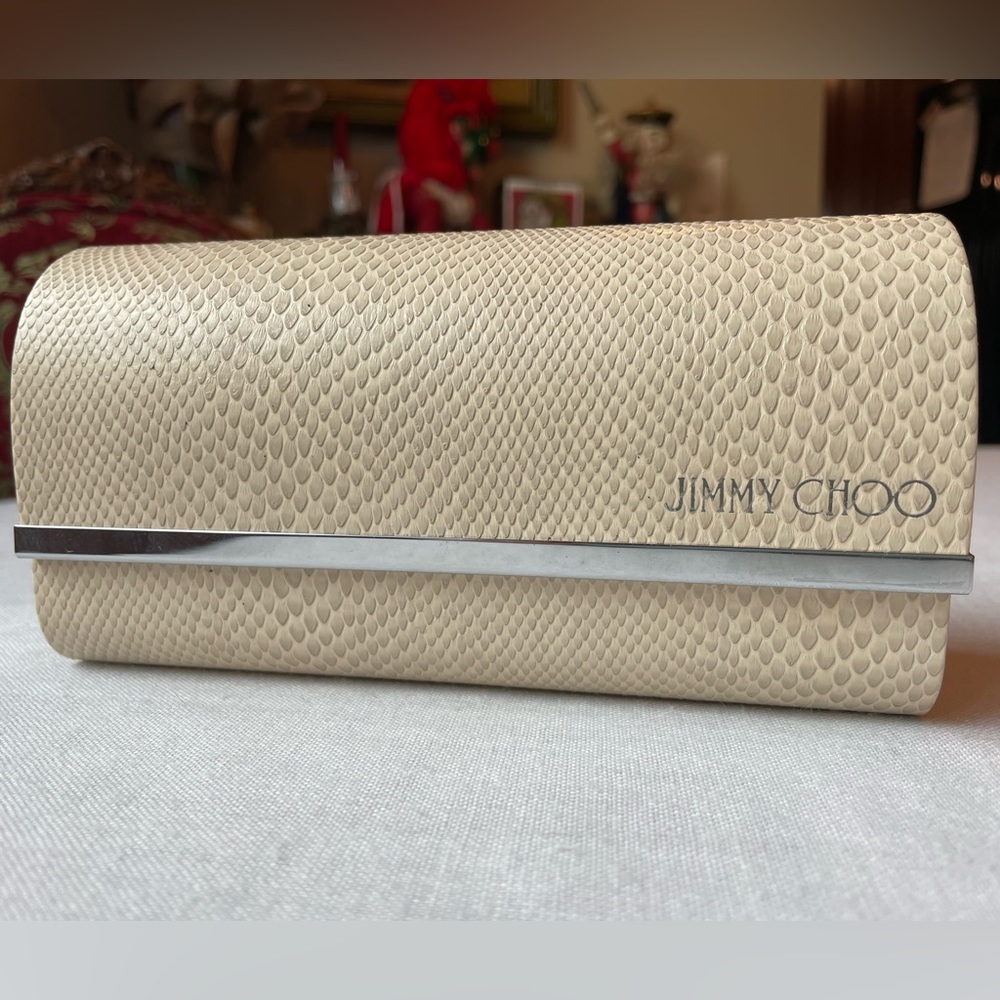 Jimmy Choo Glasses Case Cream Snake Skin